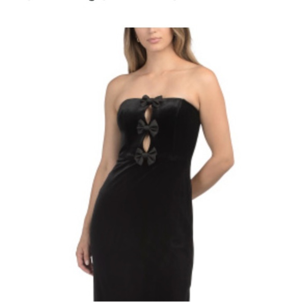 Gianni Bini Black Strapless Dress with Bow Accents